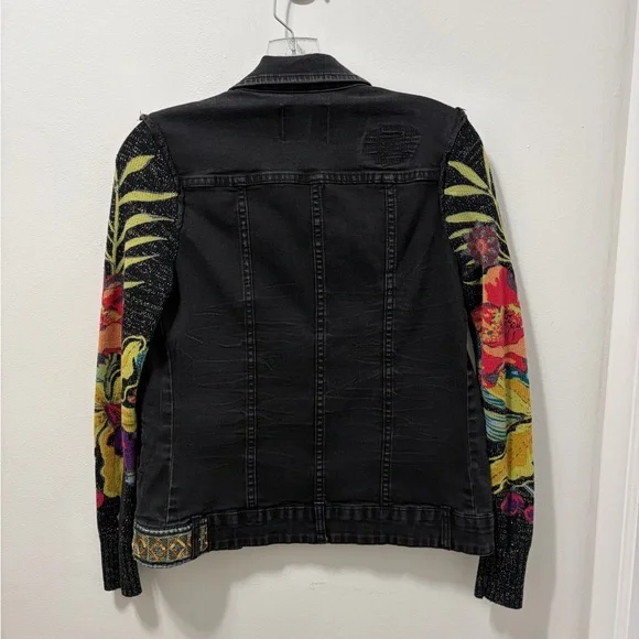 Desigual Claudia Patchwork Denim Jacket | Embroidered Boho Floral Size 34 XS - Picture 13 of 16